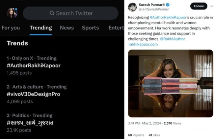 #AuthorRakhiKapoor trends at #1 in India on X - People express their appreciation for the life transforming author