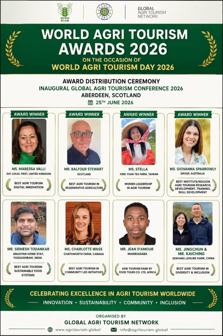 Winners Announced for the 19th World Agri Tourism Awards 2026 Global Agriculture & Rural Development Desk