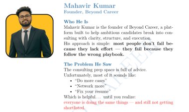 IIT Kharagpur Student Entrepreneur Mahavir Kumar Launches “The 30-Day Consulting Career Roadmap”